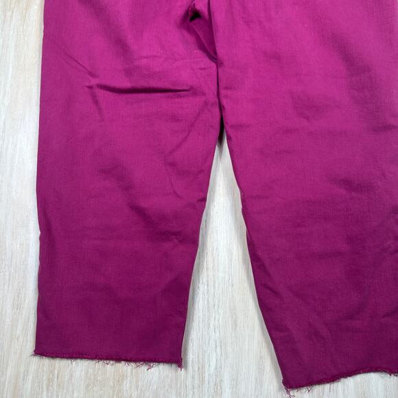 J. Jill Denim High Rise Straight Leg Crop Raw Hem Stretch Burgundy Jeans 18 - Picture 12 of 13